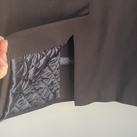 T Harris London Wool Duffel Coat Hooded Mens NO SIZE TAG L Black Toggle Full Zip - Picture 12 of 15